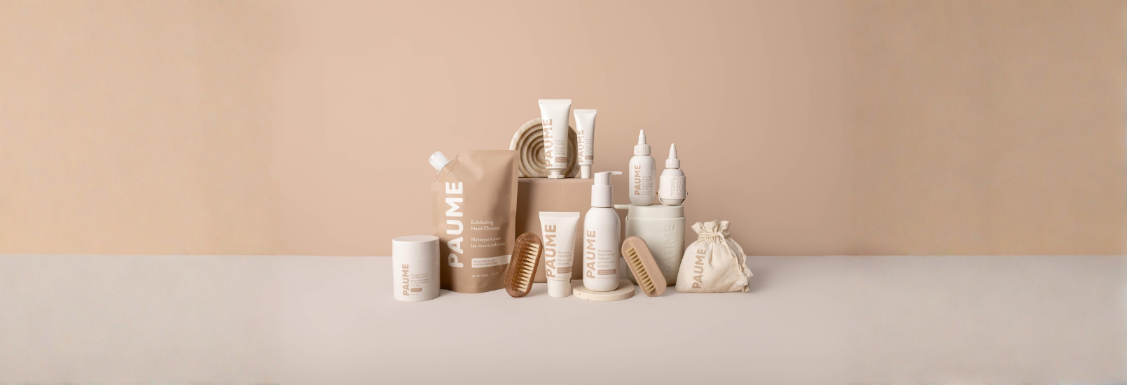 Paume products on a beige background