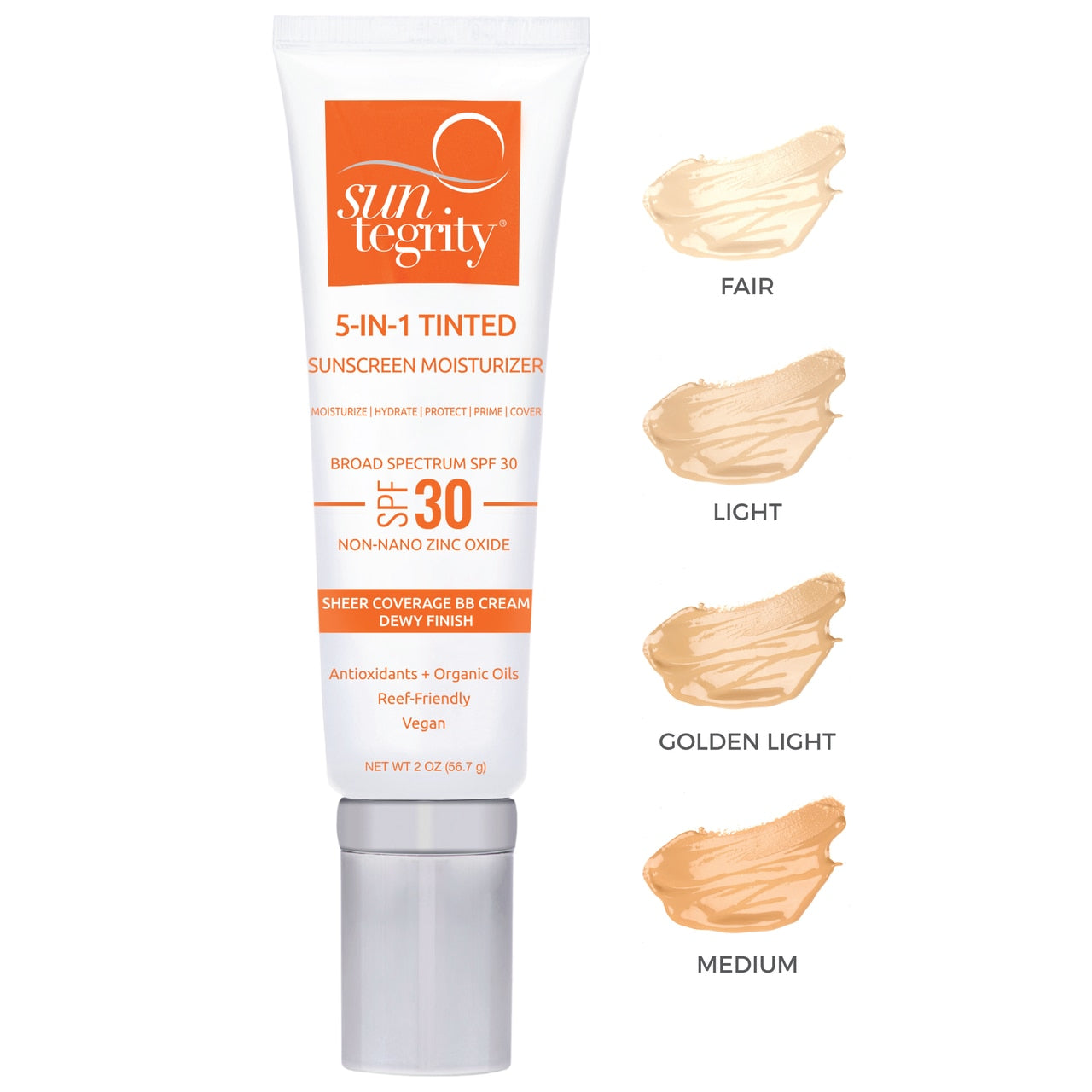 Suntegrity "5 IN 1" Tinted Sunscreen Moisturizer - Golden Light Tinted, Broad Spectrum SPF 30